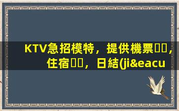 KTV急招模特，提供機票，住宿，日結(jié)
